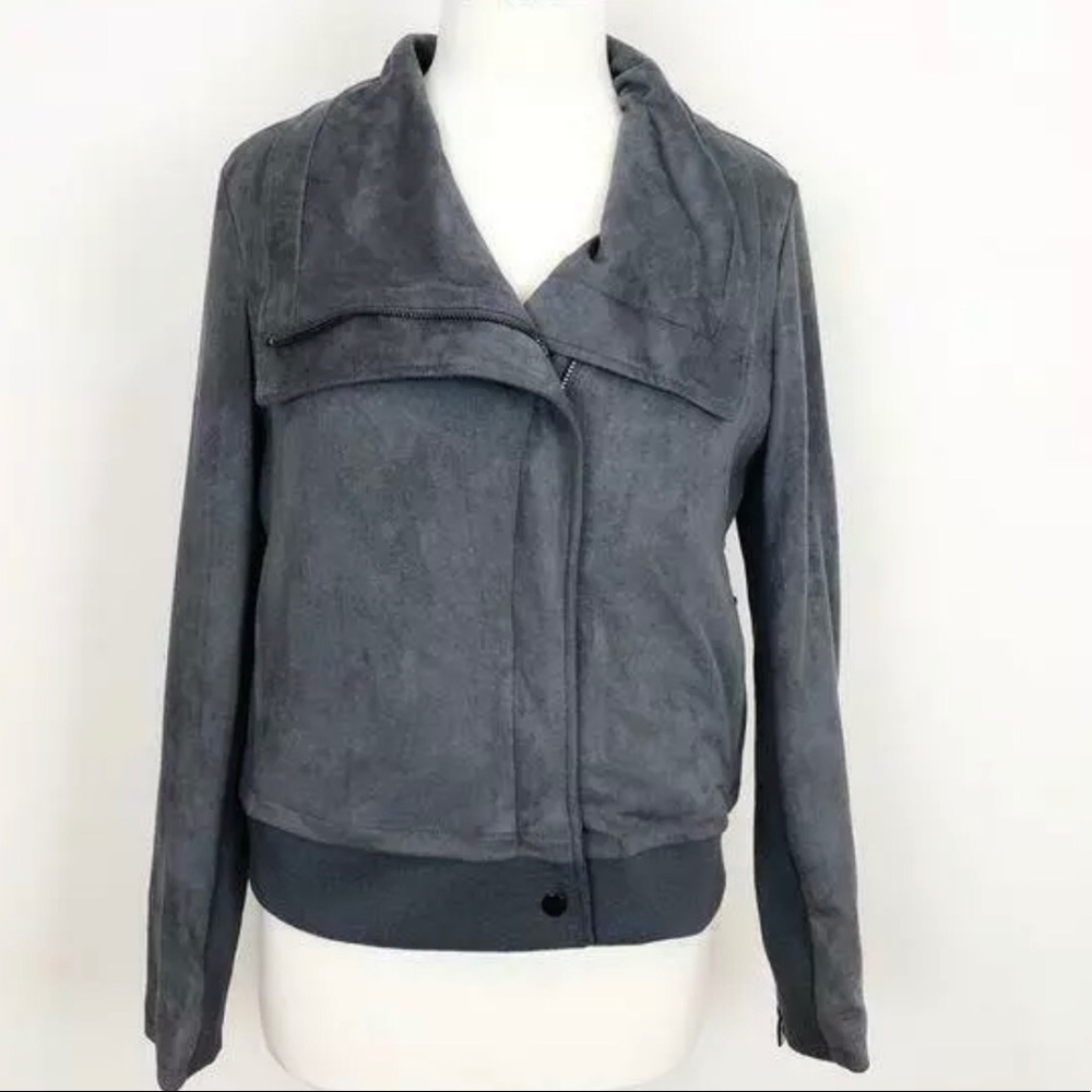 NWT BAGATELLE GRAY FAUX VEGAN SUEDE MOTO STYLE JACKET